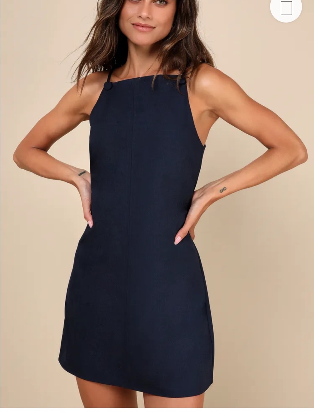 Lulu's Navy High-Neck Mini Dress